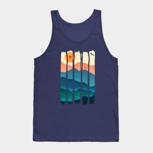 Vintage Brush Strokes Mountains Landscape Tank Top